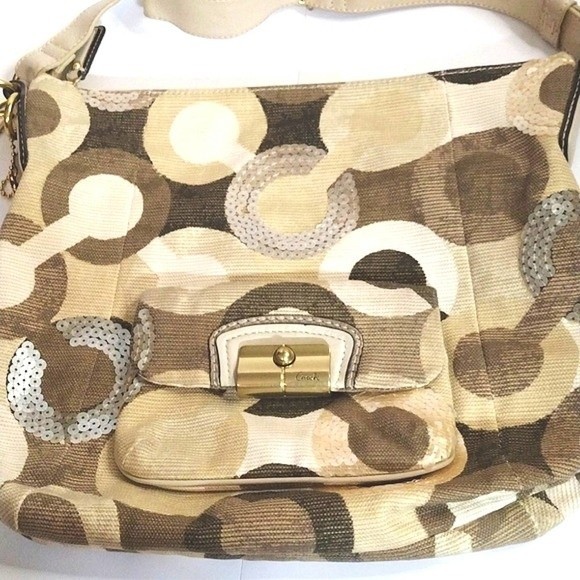 Coach Kristen Blue Op Art Shoulder Crossbody Hobo Bag Convertible Strap Vintage - Picture 4 of 10